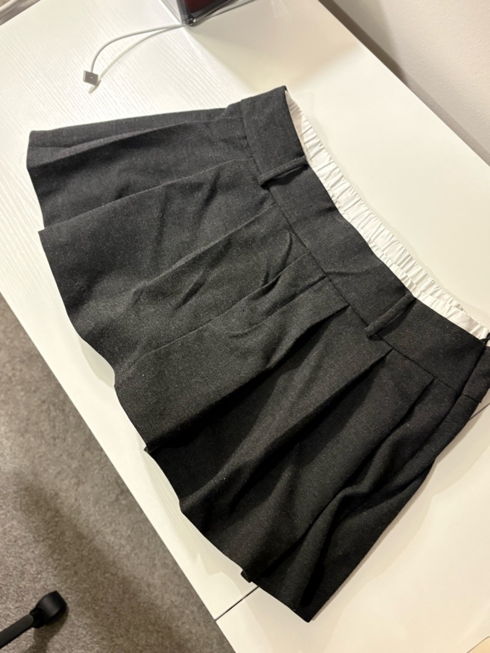 *NWOT* Zara Double Waist Box Pleat Skort — Dark Grey - Picture 2 of 5
